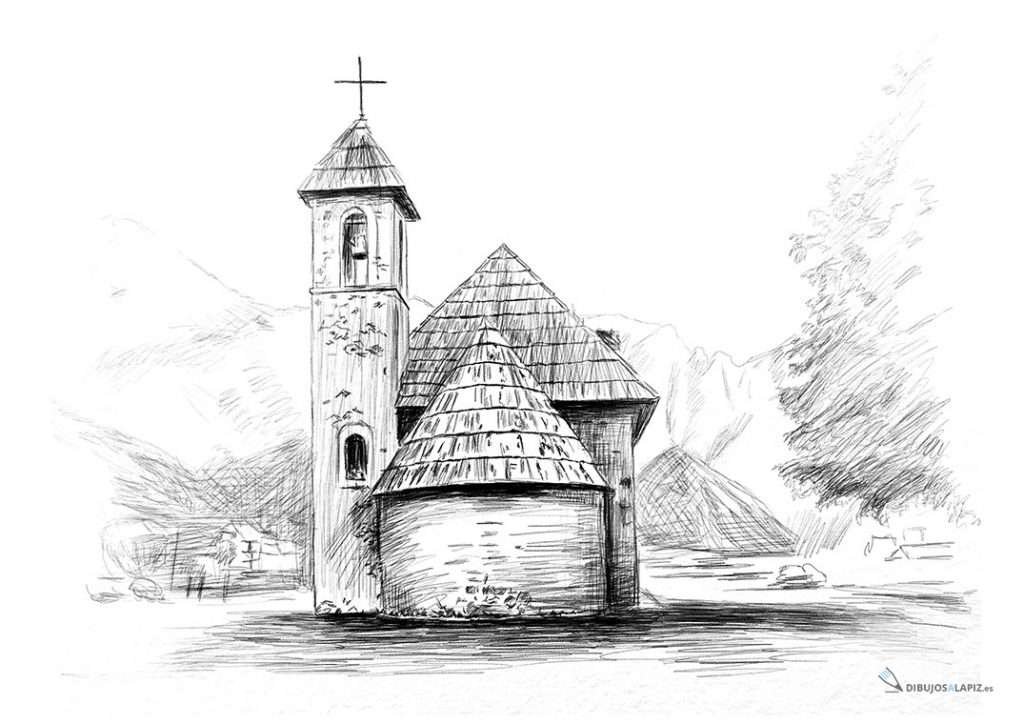 dibujos-a-lapiz-paisajes-iglesia