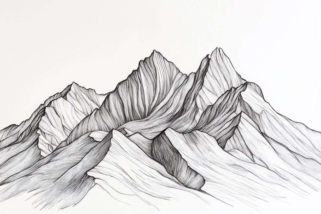 dibujos de paisajes montañas aesthetic